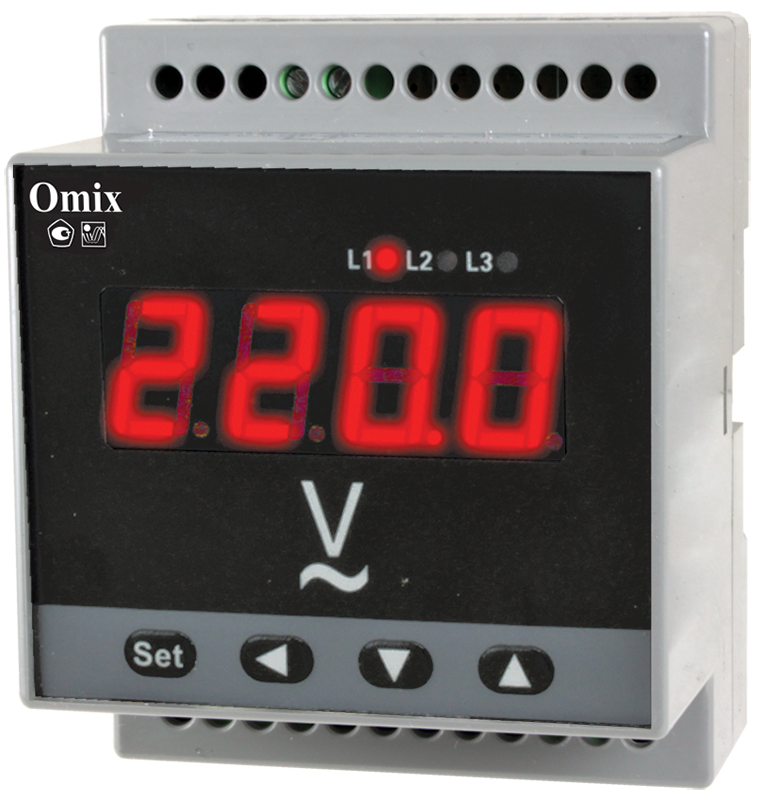 Вольтметр трехфазный на DIN-рейку Omix D4-V-3-0.5-TrueRMS